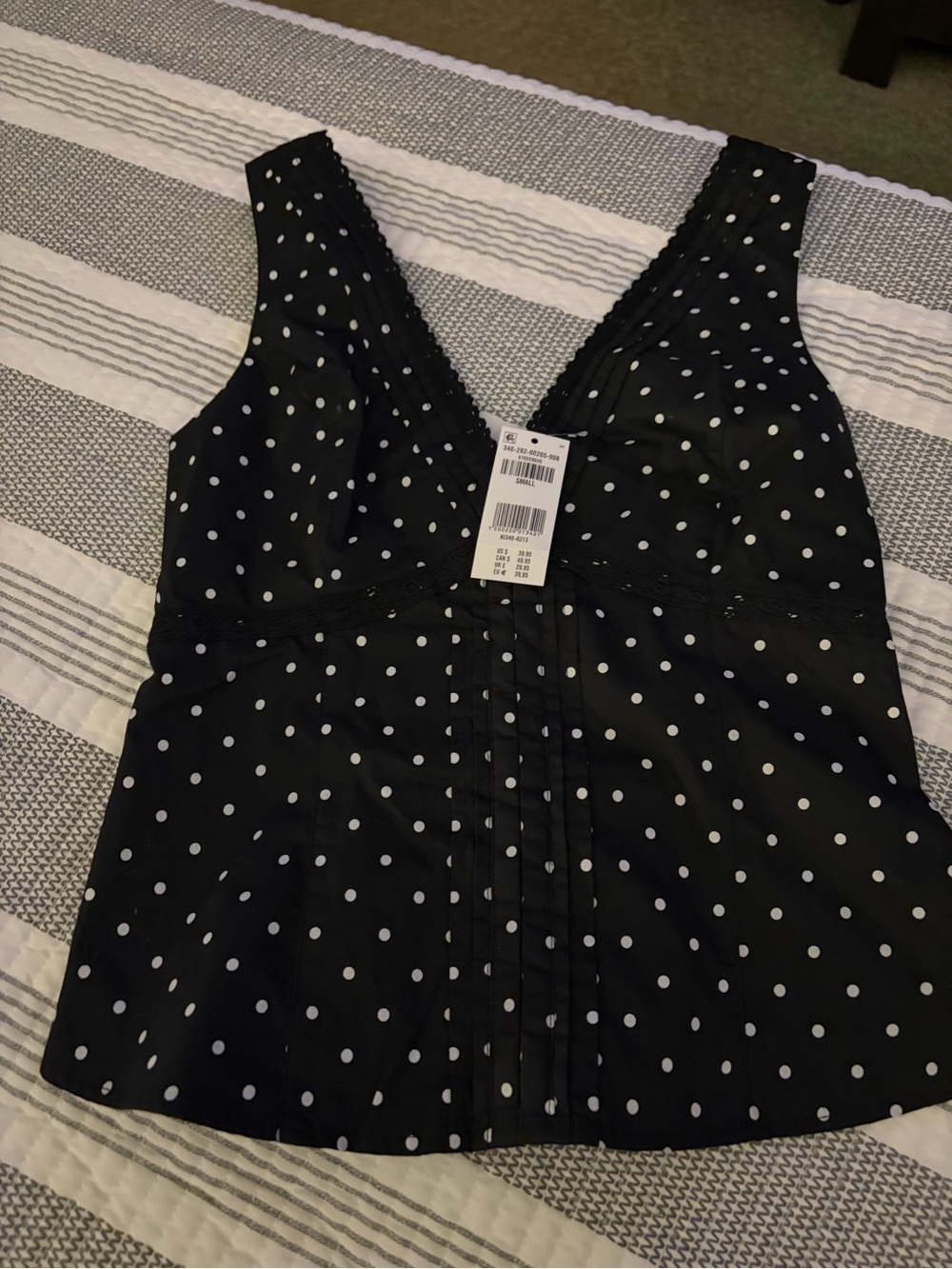 Hollister Black with White Polka Dot V-Neck Camisole Top